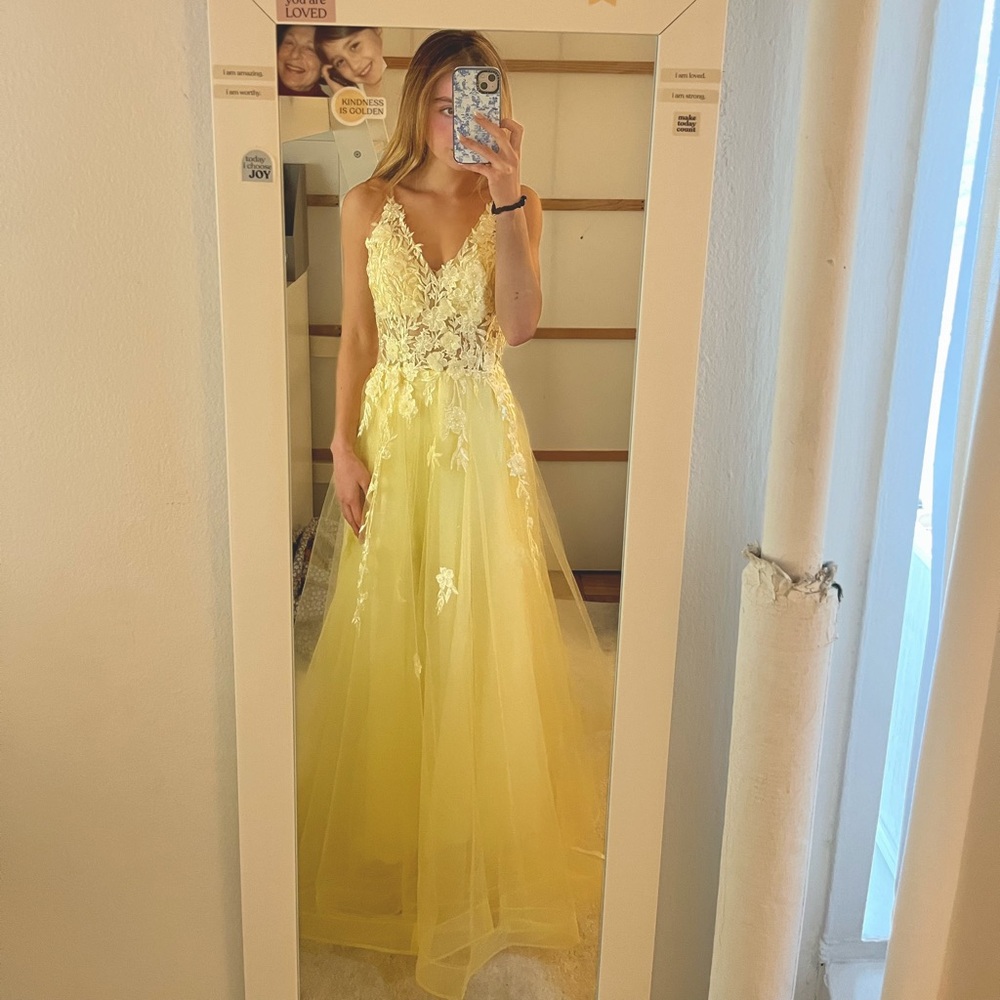 Yellow Andrea & Leo Formal Prom Dress